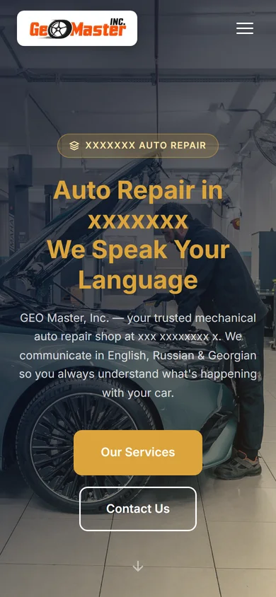 Auto repair shop website — mobile