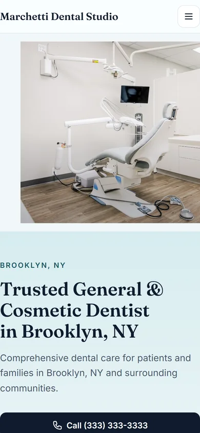Dental practice website — mobile